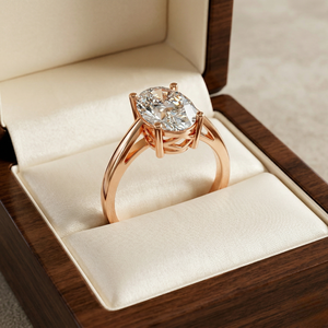 Anillo de Compromiso y Boda Clásico con Moissanita Ovalada de 3CT, Chapado en Rodio, Plata de Ley 925, Piedra Única para Mujer - Product Image 2