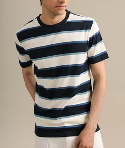 Vente directe usine – T-shirt homme rayé personnalisé, 100 % coton, 240 GSM, épais, haute qualité, écoresponsable, coupe oversize à épaules tombantes - Product Image 4