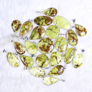 Top Quality Solid 925 Sterling Silver plated Natural Green <b>Opal</b> Gemstone Multi Shape Pendant <b>Necklace</b> For Wholesale Jewelry - Product Image 6