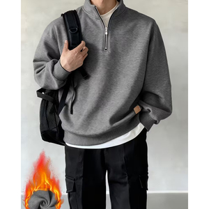 Custom Half Zip Sweatshirt <b>Men</b> Polyester Cotton Heavyweight <b>Pullover</b> Best Stitching Europe Clothing Brand - Product Image 1