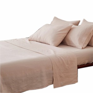 ชุดเครื่องนอนผ้าลินินลายทางขนาดคิงไซส์แบบสั่งทำพิเศษ ผ้าลินิน 100% พร้อมผ้าปูที่นอนแบบเรียบและแบบรัดมุม พร้อมปลอกหมอน - Product Image 1