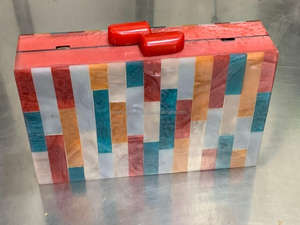 Handcrafted <b>Vintage</b> Wooden Resin <b>Clutch</b> <b>Bag</b> Stylish Women's Evening Handbag Wholesale for Weddings - Product Image 3