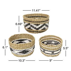 Ensemble de 3 paniers en jonc de mer et corde de papier, faits à la main, pour le rangement, vente en gros, écologiques, fabriqués au Vietnam - Product Image 2