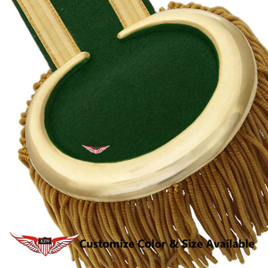 Epaulettes Bordadas Personalizadas KEW Verdes con Flecos Dorados, Accesorio de Tela Elegante - Product Image 3