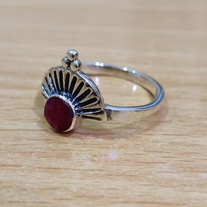 Ruby Stone Sterling Silver <b>Ring</b> Vintage Design Minimalist Gemstone <b>Ring</b> Handmade <b>Indian</b> Jewelry - Product Image 2
