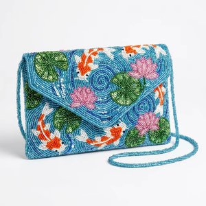 Premium Women Luxury Handmade Bohemian Fashion Beaded Single <b>Strap</b> <b>Shoulder</b> Evening Clutch Bag with Marine Life Theme Flap - Product Image 2