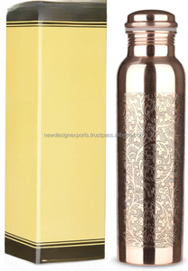 <b>Metal</b> Copper Water Bottle 32oz Ayurvedic Water Bottle with Lid for Hiking Camping, Home, Office, Gym, Travel, Outdoor Activities - Product Image 2