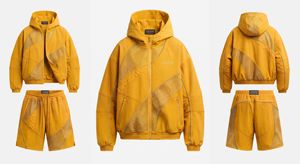 Custom Oversized Rhinestone Panel Windbreaker Hoodie Shorts Set Full <b>Zip</b> Lightweight Breathable Streetwear Tracksuit OEM - Product Image 2