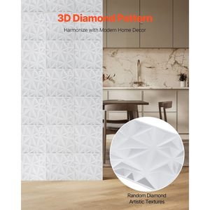 Set da 33 Piastrelle Diamantate in PVC Minimaliste per Arte Moderna, Pannelli Murali 3D 11,81 x 11,81, Copertura 32 Piedi Quadrati per Parete d'Accento per Interni - Product Image 2