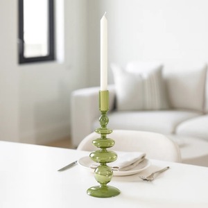 Candelabro Decorativo de Vidrio Verde Antiguo con Diseño de Cuentas para Decoración del Hogar - Product Image 2