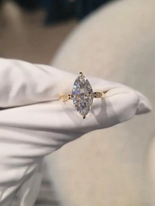 Women's <b>Unique</b> Design Marquise <b>Engagement</b> <b>Ring</b> Lab Grown Diamond 18k Gold Hidden Halo <b>Ring</b> IGI Certified VVS2 Clarity Trendy - Product Image 2