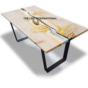 Produit artisanal, table en métal avec plateau en résine, meubles de style unique, table basse, décoration de la maison, moderne - Product Image 5