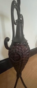 <b>Vintage</b> Style Metal And Rattan Candle Stand For <b>Side</b> <b>Tables</b> Entryway Styling Living Room Bedroom Decorative Accent From India - Product Image 5