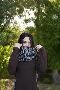 Boho Long Sleeve Hoodie Tribal Geometric Pullover Convertible Cowl Neck Fairy <b>Festival</b> <b>Top</b> Lightweight Comfortable - Product Image 2