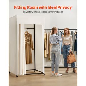 Armoire Portable Robuste avec Crochets Métalliques et Rideaux Épais, Cabine d'Essayage Mobile sur Roulettes pour Espace Privé - Product Image 2