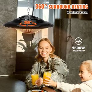 Chauffage électrique de terrasse intérieur/extérieur 1500W avec protection IP34, radiateur céramique infrarouge de plafond de 23,6 pouces avec chaîne de tirage - Product Image 3