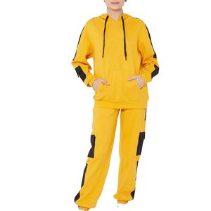 Conjunto de sudadera con capucha y pantalones de chándal de dos piezas con cremallera, bordado, lavado, estilo deportivo urbano, con logo personalizado, para mujer - Product Image 1