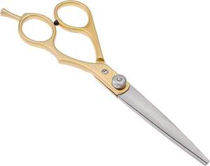 Ciseaux de barbier professionnels - Longueur totale de 6,5 pouces - Ciseaux à cheveux en acier inoxydable - Ciseaux droits dorés - Product Image 2