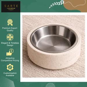 Exportador Indio Vende Elegantes y Ecológicos Comederos para Perros y Gatos de Piedra Natural Tallada, No Tóxica, Comederos de Travertino para Mascotas, Uso en Interiores, Modernos - Product Image 5