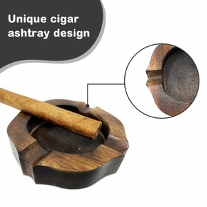 Hand Carved Aluminum American Square 2-in-1 Cigar <b>Ashtray</b> & Holder with Luxury Design for Home & Car - Product Image 4