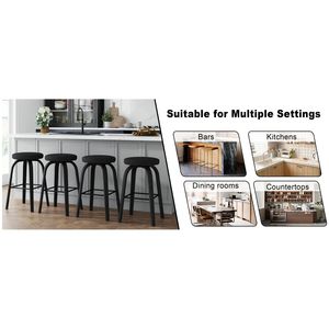 Set di 2 Sgabelli da Bar Girevoli, Altezza 76 cm, Seduta in Tessuto Senza Schienale, Gambe in Legno Robusto, Poggiapiedi in Metallo, Capacità 136 kg - Product Image 1