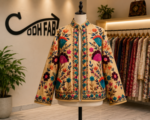 <b>Women</b> Embroidered Suzani Velvet Quilted <b>Jacket</b> Floral Button Coat Reversible <b>Spring</b> Winter Outerwear Stand 100% Cotton Quick Dry - Product Image 2