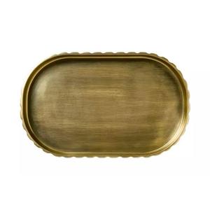 Plateau de service rectangulaire en aluminium écologique, design vintage solide, finition dorée de luxe, plateau de service décoratif pour mariage - Product Image 1