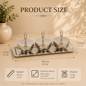 Ensemble de service moderne en acier inoxydable à trois compartiments avec couvercles, organisateur de condiments haut de gamme - Product Image 3