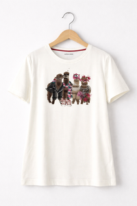 เสื้อยืดผู้หญิงปักลายอัลปาก้าน่ารัก แขนสั้น คอกลม พิมพ์ลาย สำหรับสวมใส่สบายๆ ทุกวัน - Product Image 1