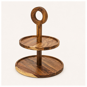 Soporte de Madera Artesanal de 2 Niveles para Pasteles, Exhibidor Redondo para Cupcakes y Torre para Servir Postres, Ideal para Bodas, Fiestas y Decoración del Hogar - Product Image 6