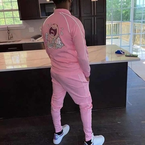 Custom Mens Slim Fit Jersey <b>Tracksuit</b> Set Premium 2 Piece Jogger Suit With Zipper Reflective Stripes Gym Sportswear OEM - Product Image 4