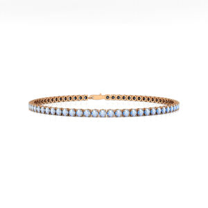 สร้อยข้อมือเทนนิสประดับพลอยมูนสโตนสีรุ้งธรรมชาติทรงกลมทอง 14K รุ่นใหม่ปี 2026 งานแฮนด์เมด เครื่องประดับชั้นดี ของขวัญสำหรับเธอ - Product Image 4