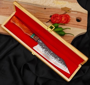 Cuchillo de Chef LEGACY BLADES Profesional de Acero de Damasco y Cobre, Afilado como una Navaja, Mango de Resina, Forjado a Mano, Cuchillo de Cocina de Fábrica - Product Image 5