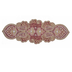 Handcrafted Glass Beaded Modern Floral <b>Table</b> <b>Runner</b> Elegant Dining <b>Table</b> Centerpiece Wedding Parties Thanksgiving Christmas - Product Image 2