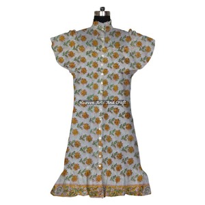 Cotton Print Short Sleeveless Summer Dress Sun Dress Indian Cotton Collection <b>Beautiful</b> Hand Block Printed Cotton <b>Tunic</b> Dress - Product Image 6