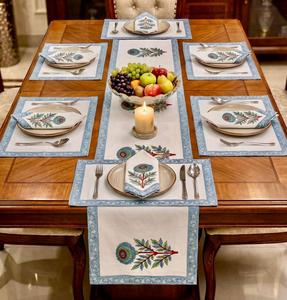 Blue Paisley Traditional Knitted 100% Cotton <b>Table</b> <b>Runner</b> Rectangle Decorative <b>Dining</b> <b>Table</b> Centerpiece for Home Hotel Party - Product Image 5