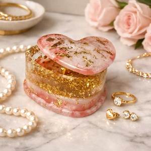 Resin Jewelry <b>Box</b> With Decorative Details Perfect For Bedroom Vanity And <b>Gift</b> Collection Use - Product Image 6