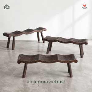 Segara Premium Solid Wood Outdoor Bench Elegant Wave Top Park <b>Stool</b> Weatherproof Long Chair for <b>Garden</b> Patio Resort Jepara - Product Image 6