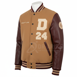 Blouson universitaire personnalisé pour homme, manches en laine, style preppy, lettre D brodée, hiver 24, imperméable, style urbain - Product Image 2