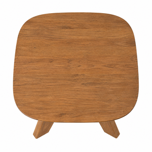 Table d'appoint ronde scandinave en teck massif avec base à trois prismes, écologique, pour appartement et hôtel - Product Image 3
