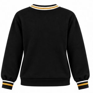 Suéter Negro con Cuello Redondo y Letras Griegas ETP Doradas, Ribete a Rayas Blanco y Dorado, Ropa Personalizada para Hermandades Universitarias - Product Image 6