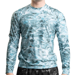 Camiseta Deportiva de Manga Larga para Hombre, Protección UV, Secado Rápido, Transpirable, Ecológica, de Poliéster/Nailon, con Estampado Acuático - Product Image 1
