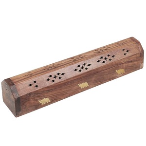 Support de brûleur d'encens en bois fait main avec finition bois pour la décoration intérieure, support pour bâtonnets d'encens et cire aromatique - Product Image 4