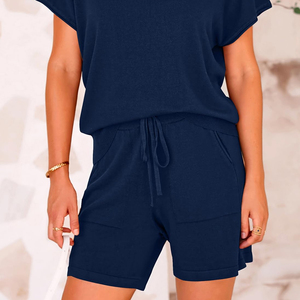 Conjunto de Camiseta y Pantalones Cortos Lisos para Mujer, Moda Verano 2026, Algodón - Product Image 6