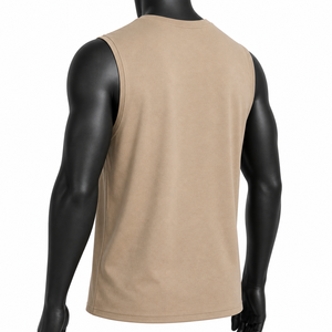 Débardeur violet sans manches pour homme avec imprimé palmier, col rond, décontracté, respirant, en coton tricoté, pour l'entraînement - Product Image 3