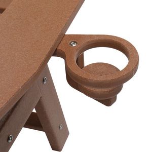 Chaise longue réglable en HDPE avec dossier, couleur teck, 195*75.5*33cm - Product Image 2