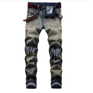 ผู้จัดจำหน่ายเสื้อผ้าแฟชั่นลำลองสไตล์วินเทจคุณภาพสูง กางเกงยีนส์เดนิมผู้ชายพร้อมป้ายโลโก้แบบกำหนดเอง ผ้าฝ้าย 100% - Product Image 3