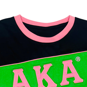 AKA Premium Jersey Shirt Black <b>Green</b> Pink Short Sleeve Women's Athletic Performance Tee Casual Greek Style - Product Image 4