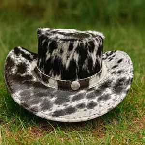 Chapeau Haut de Forme Unisexe en Cuir de Vachette à Poils, Fabriqué à la Main, Style Steampunk, Accessoire de Cosplay Western, par des Fabricants Professionnels - Product Image 1