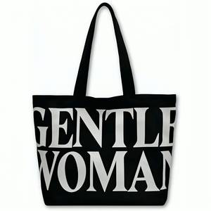 Bolso Tote de Lona con Estampado de Letras Gentle Woman, Bolso de Hombro Minimalista Negro para Mujer - Product Image 1